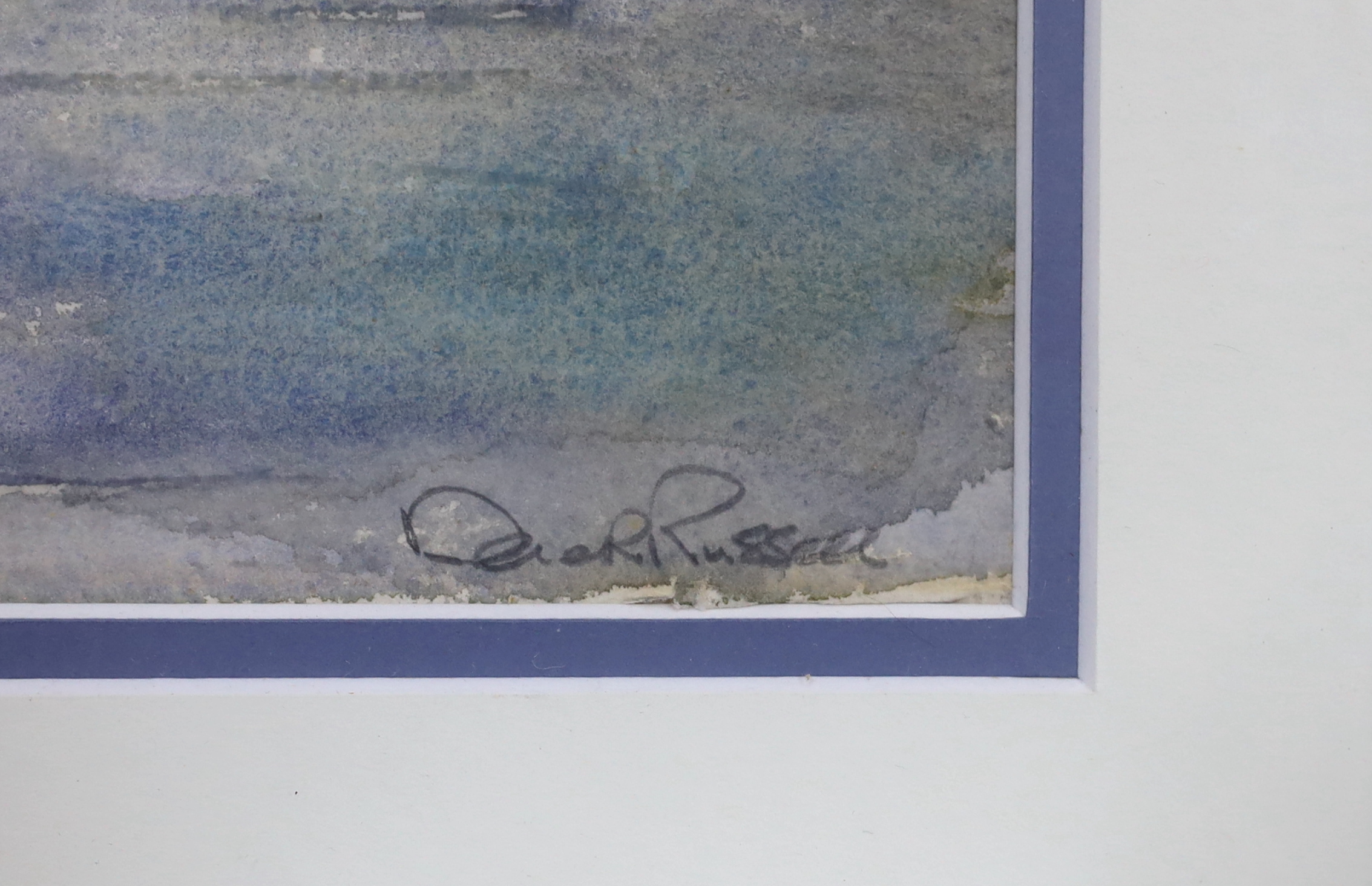 Derek Russell (Contemporary), watercolour, Scottish harbour, signed, 28x37cm